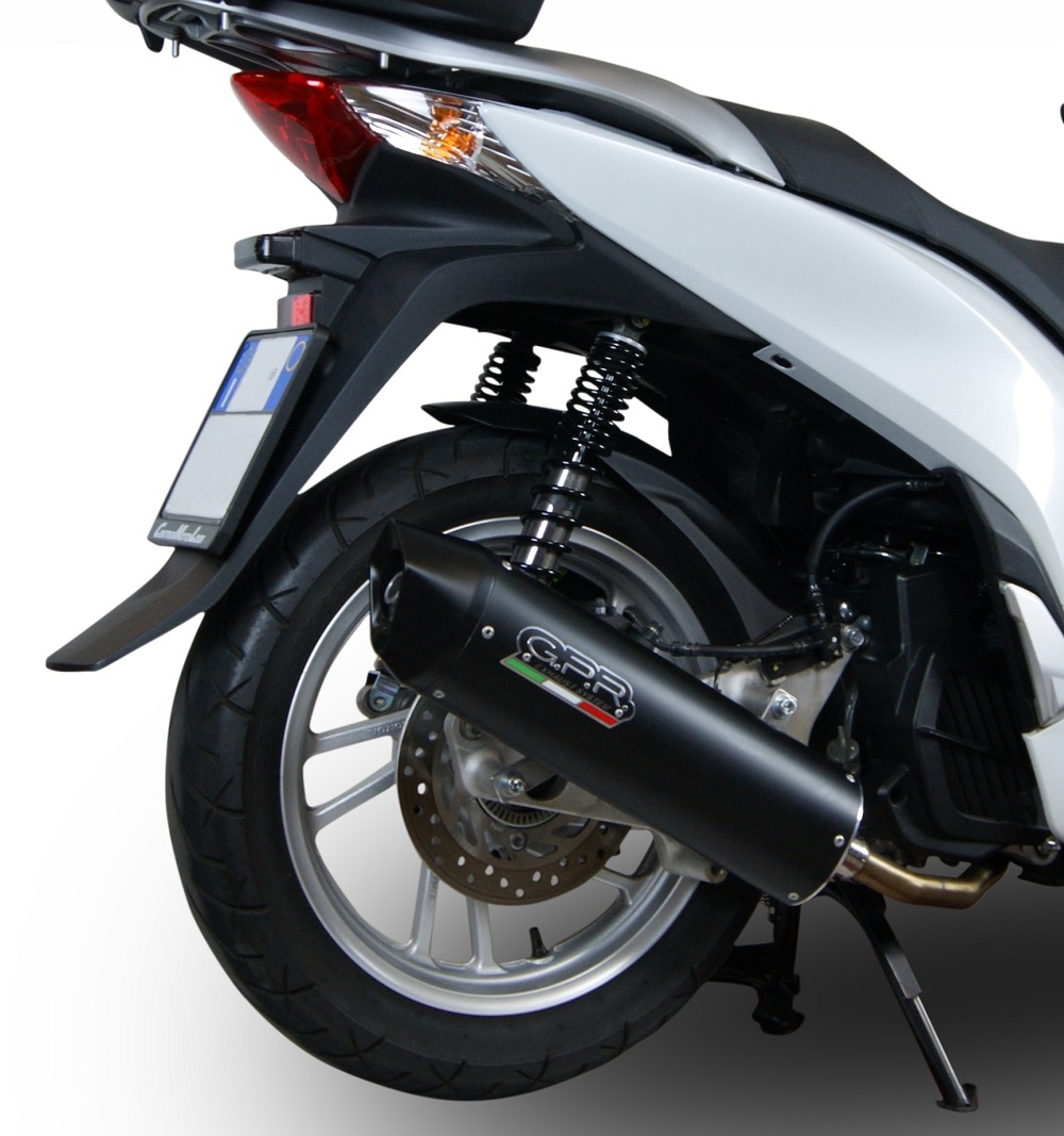 Egzoz ile uyumlu Honda Dylan 150 2000-2006, Furore Nero, Onaylanmış ve yasal, çıkarılabilir db öldürücü dahil tam sistem egzozu 