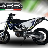 GPR exhaust compatible with  Husqvarna Enduro 701 2017-2020, New Grand Prix Evo Titanium, Slip-on exhaust legal for UK and non-EU markets including link pipe and removable db killer 