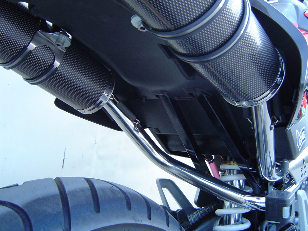 Exhaust compatible with Honda Fmx 650 2005-2008, Inox Tondo, Dual Homologated legal slip-on exhaust including removable db killers, link pipes and catalysts 