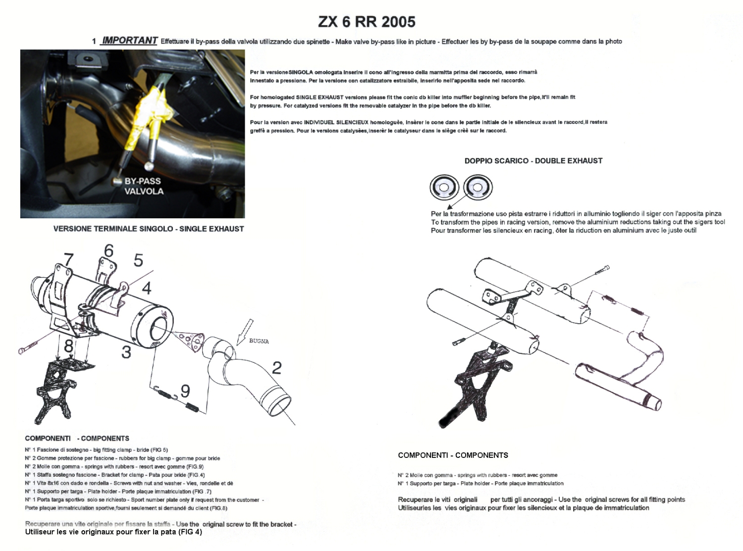 Egzoz ile uyumlu Kawasaki Zx-6R 2005-2006, Tiburon Poppy, Egzoz yasal, onaylı, çıkarılabilir db killer ve bağlantı borulu susturucu 