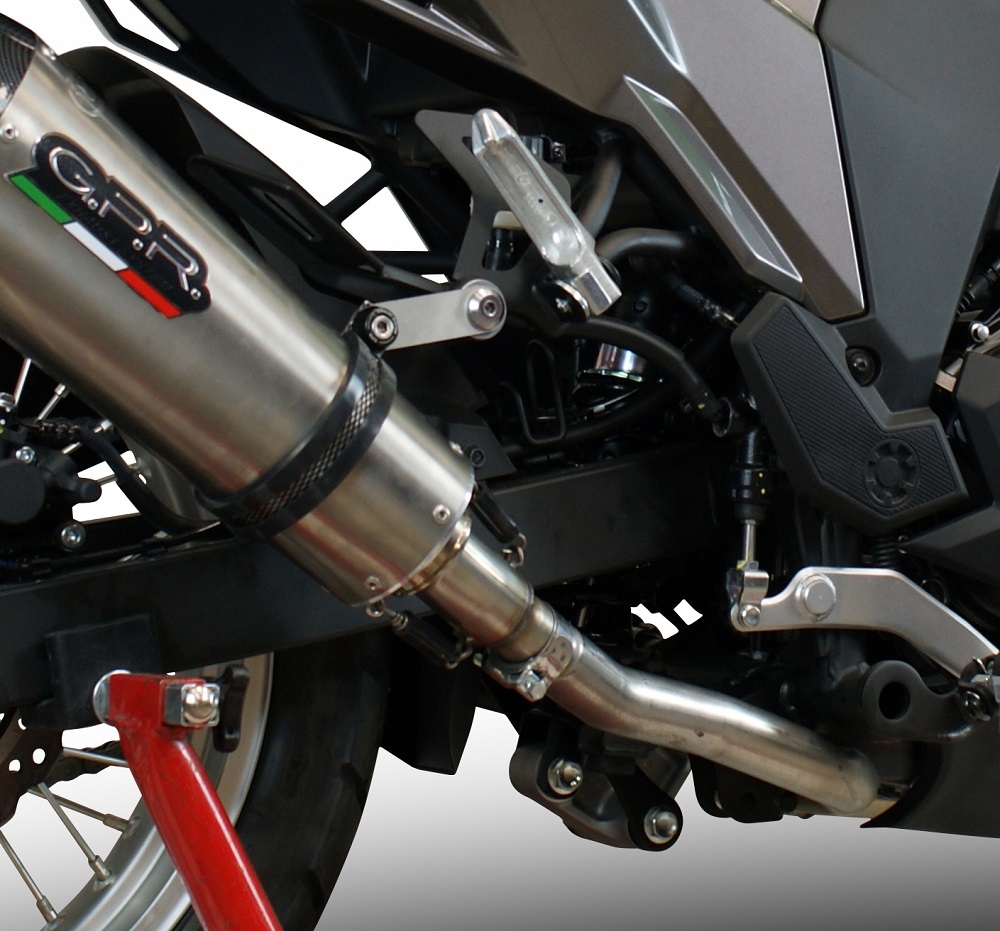 Exhaust compatible with Kawasaki Versys-X 300 2022-2023, Albus Evo4, Slip-on exhaust legal for UK and non-EU markets including link pipe and removable db killer 