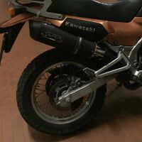 Egzoz ile uyumlu Kawasaki Kle 500 1991-2007, Furore Nero, Egzoz yasal, onaylı, çıkarılabilir db killer ve bağlantı borulu susturucu 