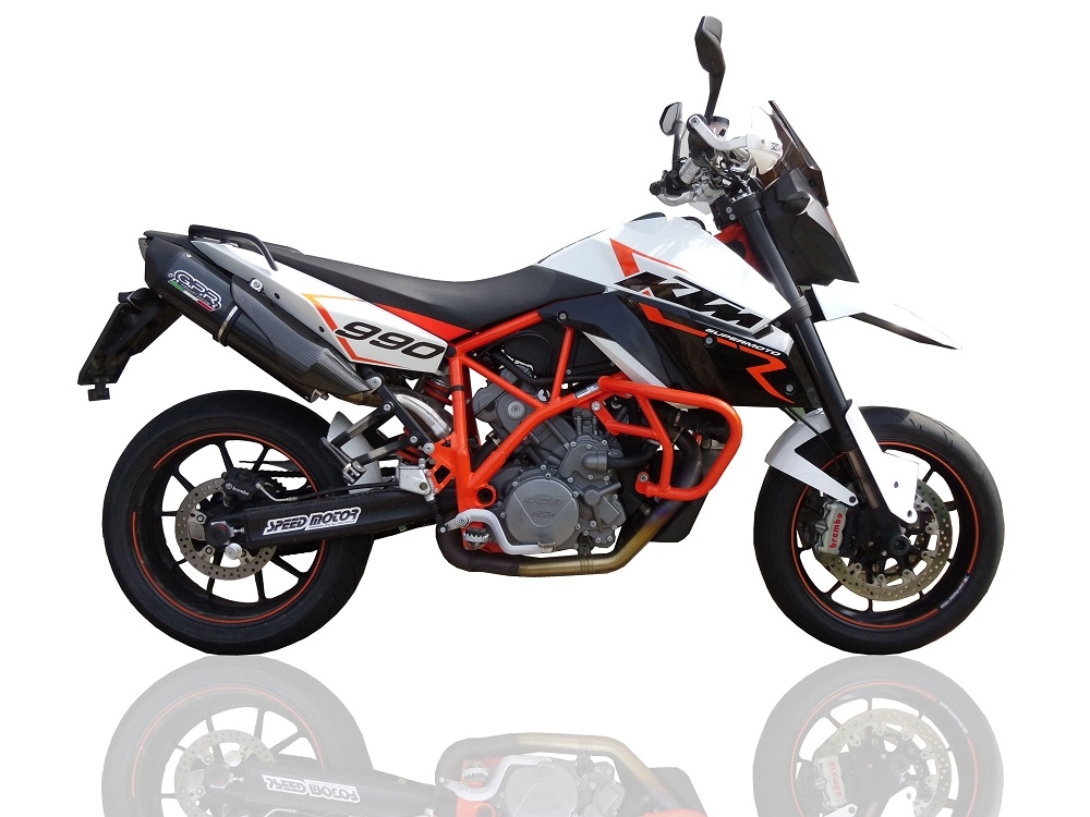 Egzoz ile uyumlu Ktm Supermoto Smr 990 2008-2012, Furore Nero, Homologe sistem Cıvatalı flanş bağlantılı çift susturucu 