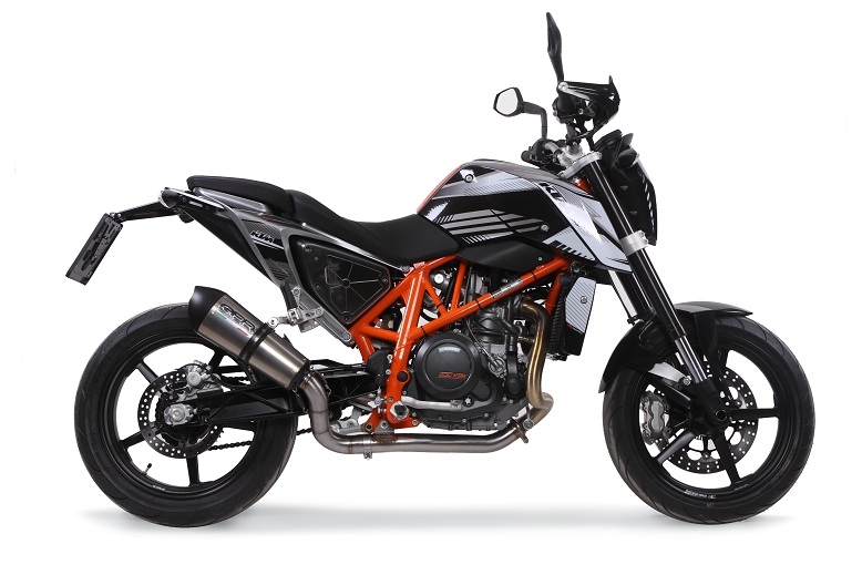 GPR exhaust compatible with  Ktm Duke 690 2012-2016, New Grand Prix Evo Titanium, Homologated legal slip-on exhaust including removable db killer and link pipe 