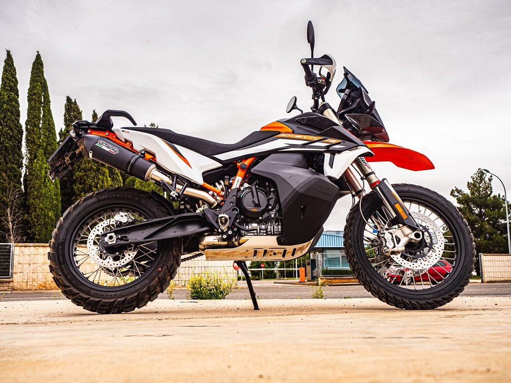 GPR exhaust compatible with  Ktm Adventure 890 2021-2024, New Grand Prix Evo Black Titanium, Homologated legal slip-on exhaust including removable db killer and link pipe 