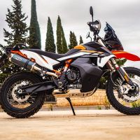 Egzoz ile uyumlu Husqvarna Norden 901 2022-2024, Dual Poppy, Egzoz yasal, onaylı, çıkarılabilir db killer ve bağlantı borulu susturucu 