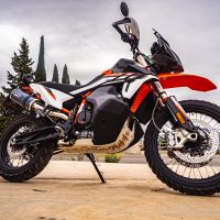 Egzoz ile uyumlu Husqvarna Norden 901 2022-2024, Dual Poppy, Egzoz yasal, onaylı, çıkarılabilir db killer ve bağlantı borulu susturucu 