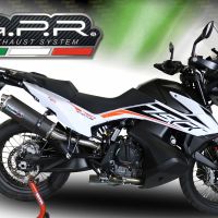 Exhaust compatible with Ktm Adventure 790 2021-2024, Dual Poppy, Homologated legal slip-on exhaust including removable db killer and link pipe 