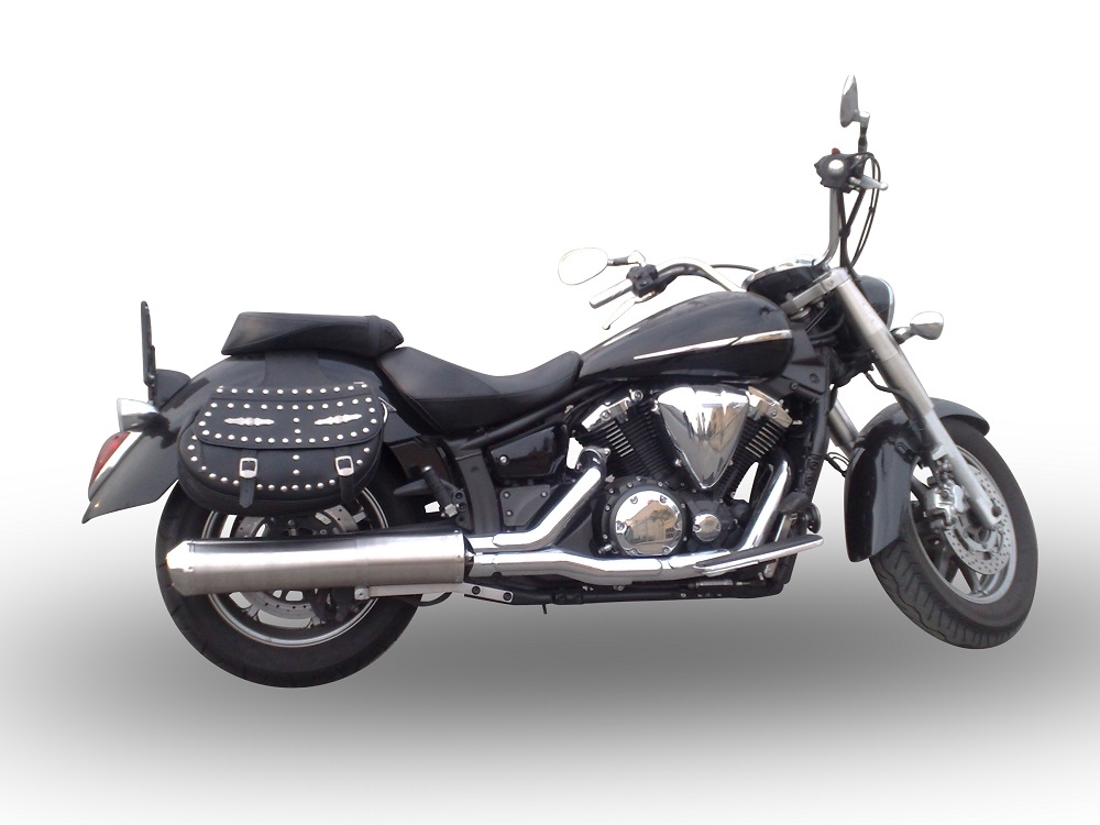 Egzoz ile uyumlu Yamaha Xvs 1300 Midnight Star 2006-2014, Inox Oval Bomb, Egzoz yasal, onaylı, çıkarılabilir db killer ve bağlantı borulu susturucu 