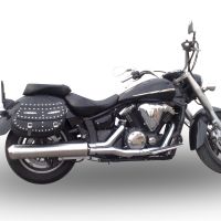 Egzoz ile uyumlu Yamaha Xvs 1300 Midnight Star 2006-2014, Inox Oval Bomb, Egzoz yasal, onaylı, çıkarılabilir db killer ve bağlantı borulu susturucu 