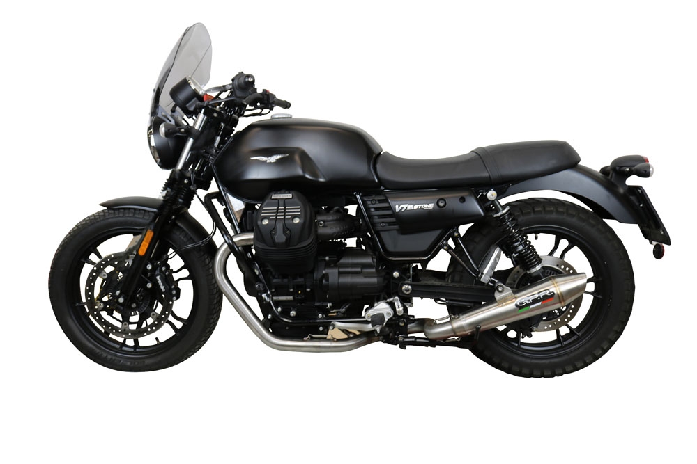 Exhaust compatible with Moto Guzzi V7 III Special-Stone-Carbon 2017-2018, Vintacone, Racing full system exhaust 