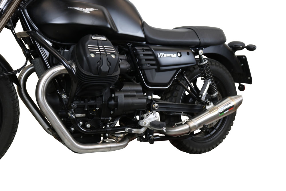Exhaust compatible with Moto Guzzi V7 III Special-Stone-Carbon 2017-2018, Vintacone, Racing full system exhaust 