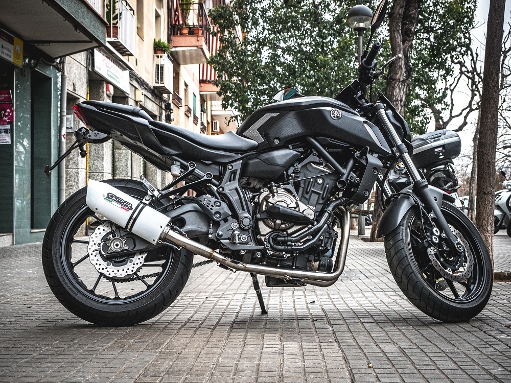 Egzoz ile uyumlu Yamaha Mt-07 2014-2016, Albus Ceramic, Onaylanmış ve yasal, çıkarılabilir db öldürücü dahil tam sistem egzozu 