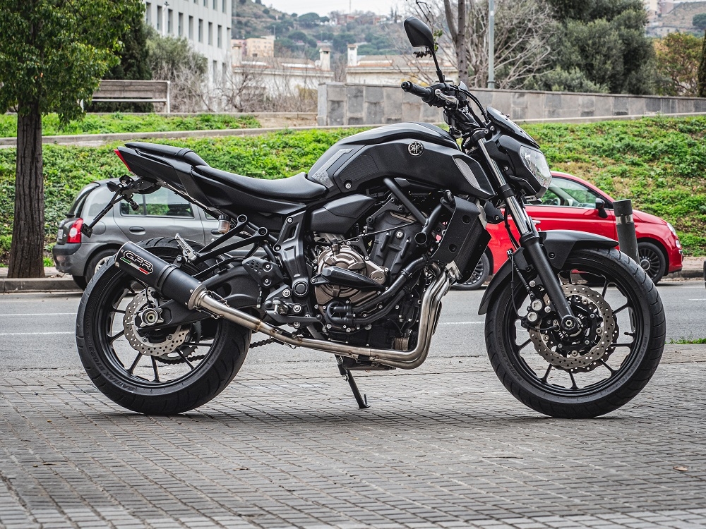 Egzoz ile uyumlu Yamaha Mt-07 2017-2020, M3 Black Titanium, Yalnızca gürültü için onaylanan sistem, AB dışındaki pazarlar için geçerlidir Tam hat, susturucu artı toplayıcı 