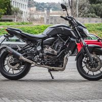 Egzoz ile uyumlu Yamaha Mt-07 2017-2020, M3 Black Titanium, Yalnızca gürültü için onaylanan sistem, AB dışındaki pazarlar için geçerlidir Tam hat, susturucu artı toplayıcı 