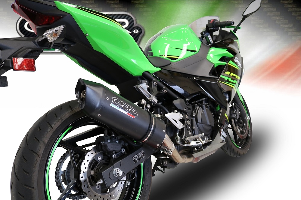 Egzoz ile uyumlu Kawasaki Z 500 2023-2025, Furore Evo4 Nero, Egzoz yasal, onaylı, çıkarılabilir db killer ve bağlantı borulu susturucu 