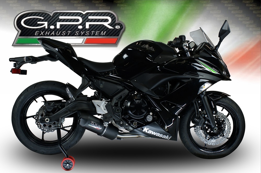 Exhaust compatible with Kawasaki Ninja 650 2023-2024, Furore Evo4 Poppy, full system exhaust legal for UK and non-EU countries including removable db killer 