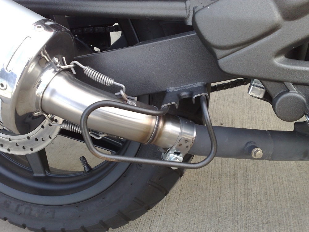 Exhaust compatible with Kymco Quannon 125 2007-2016, Furore Poppy, Homologated legal slip-on exhaust including removable db killer and link pipe 