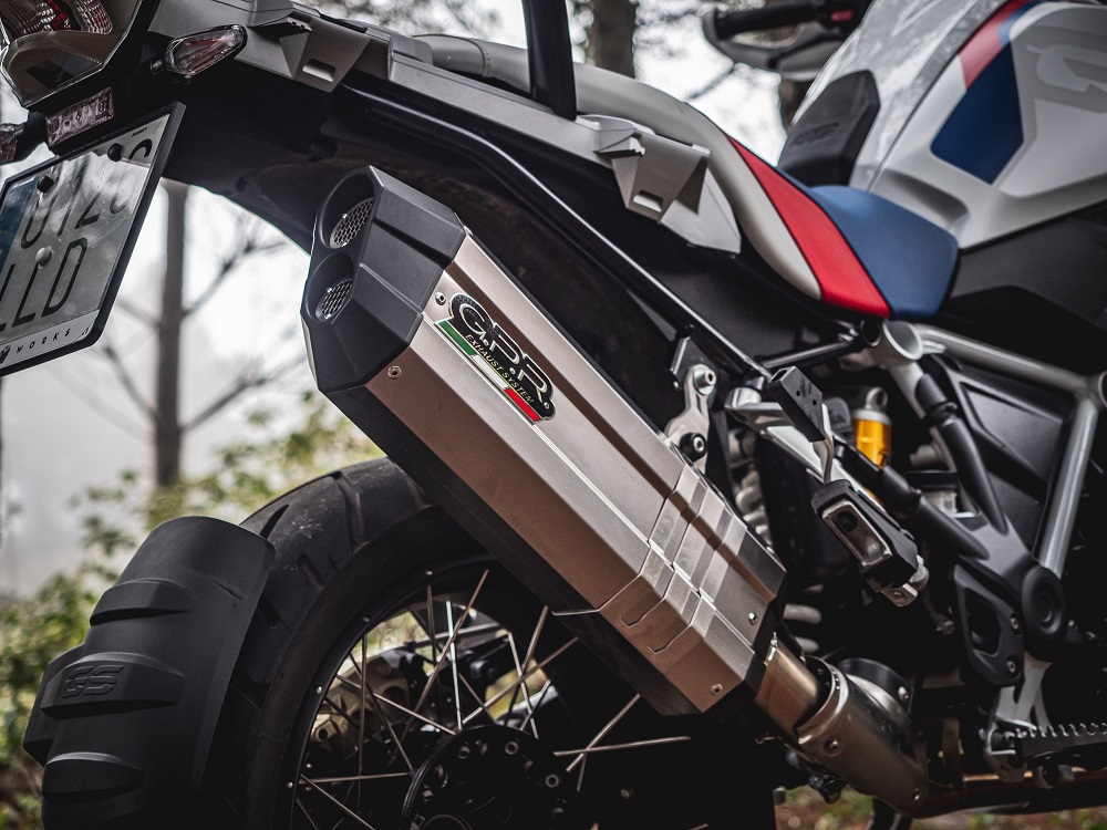 Egzoz ile uyumlu Bmw R 1250 Gs -Adventure 2021-2024, Hyper Sonic Titanium, Egzoz yasal, onaylı, çıkarılabilir db killer ve bağlantı borulu susturucu 