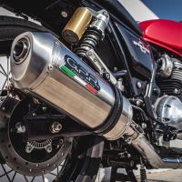 Egzoz ile uyumlu Royal Enfield Continental 650 2019-2020, Satinox, Yalnızca gürültü için onaylanan sistem, AB dışındaki pazarlar için geçerlidir Double Susturucu ve özel bağlantı borusu 