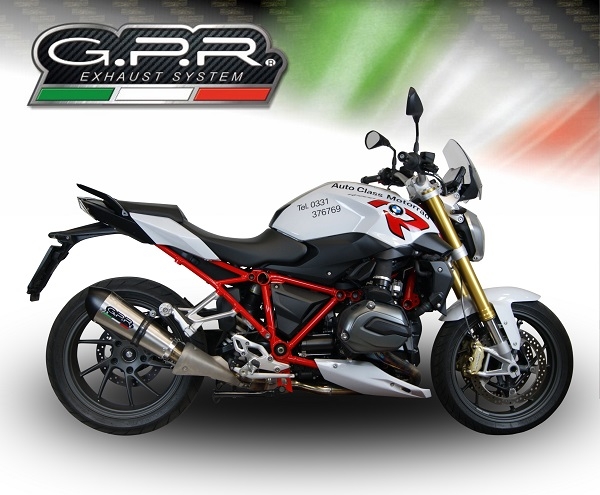 GPR exhaust compatible with  Bmw R 1200 R Lc 2017-2019, New Grand Prix Evo Titanium, Homologated legal slip-on exhaust including removable db killer and link pipe 
