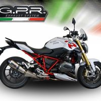 GPR exhaust compatible with  Bmw R 1200 R Lc 2017-2019, New Grand Prix Evo Titanium, Homologated legal slip-on exhaust including removable db killer and link pipe 