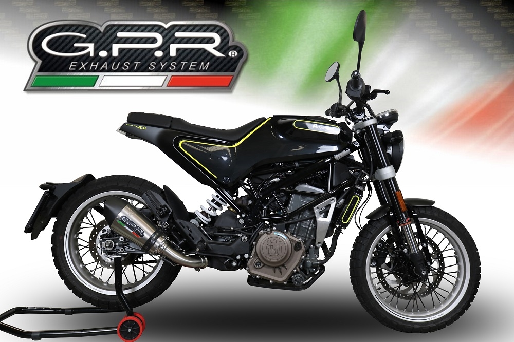 GPR exhaust compatible with  Husqvarna Vitpilen 401 2018-2019, New Grand Prix Evo Titanium, Homologated legal slip-on exhaust including removable db killer and link pipe 