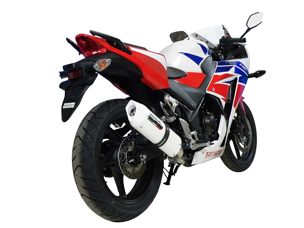 Exhaust compatible with Honda Cbr 300 R 2014-2016, Albus Ceramic, Homologated legal slip-on exhaust including removable db killer and link pipe 