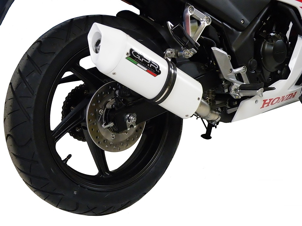 Exhaust compatible with Honda Cbr 300 R 2014-2016, Albus Ceramic, Homologated legal slip-on exhaust including removable db killer and link pipe 