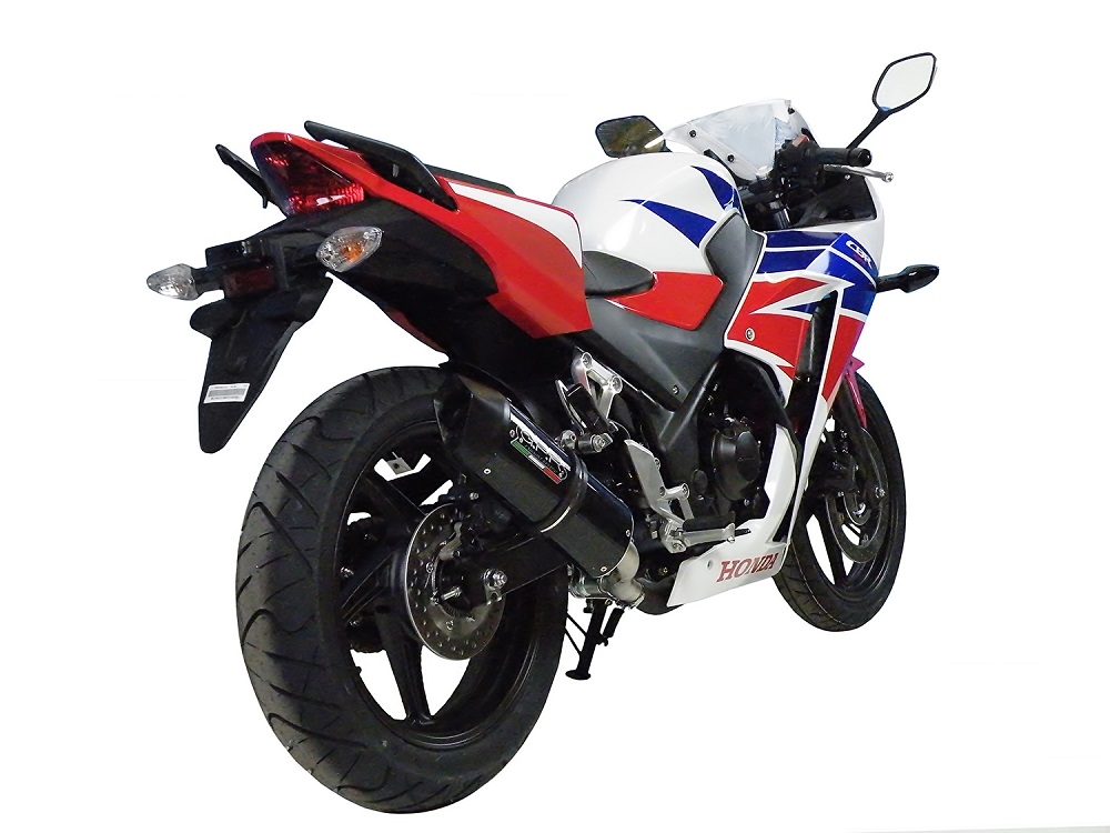 Egzoz ile uyumlu Honda Cbr 300 R 2014-2016, Furore Nero, Egzoz yasal, onaylı, çıkarılabilir db killer ve bağlantı borulu susturucu 