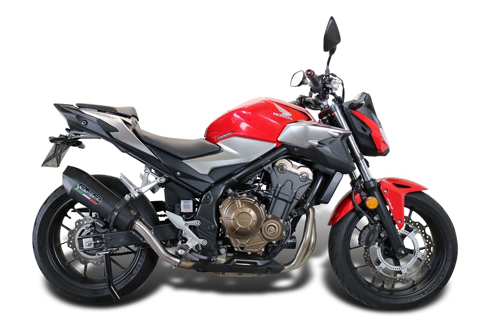 Egzoz GPR ile uyumlu  Honda Cb 500 F 2021-2025, New Grand Prix Evo Black Titanium, Egzoz yasal, onaylı, çıkarılabilir db killer ve bağlantı borulu susturucu 