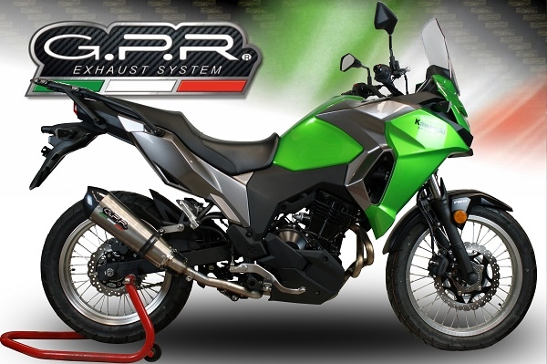 GPR exhaust compatible with  Kawasaki Versys-X 250 2017-2020, New Grand Prix Evo Titanium, Slip-on exhaust legal for UK and non-EU markets including link pipe and removable db killer 