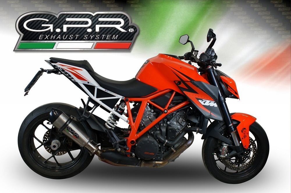 GPR exhaust compatible with  Ktm Super Duke 1290 R  2014-2016, New Grand Prix Evo Titanium, Homologated legal slip-on exhaust including removable db killer and link pipe 