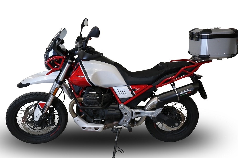 Egzoz ile uyumlu Moto Guzzi V85 TT 2019-2020, Furore Nero, Yarış Sistemi Susturucu ve özel bağlantı borusu 