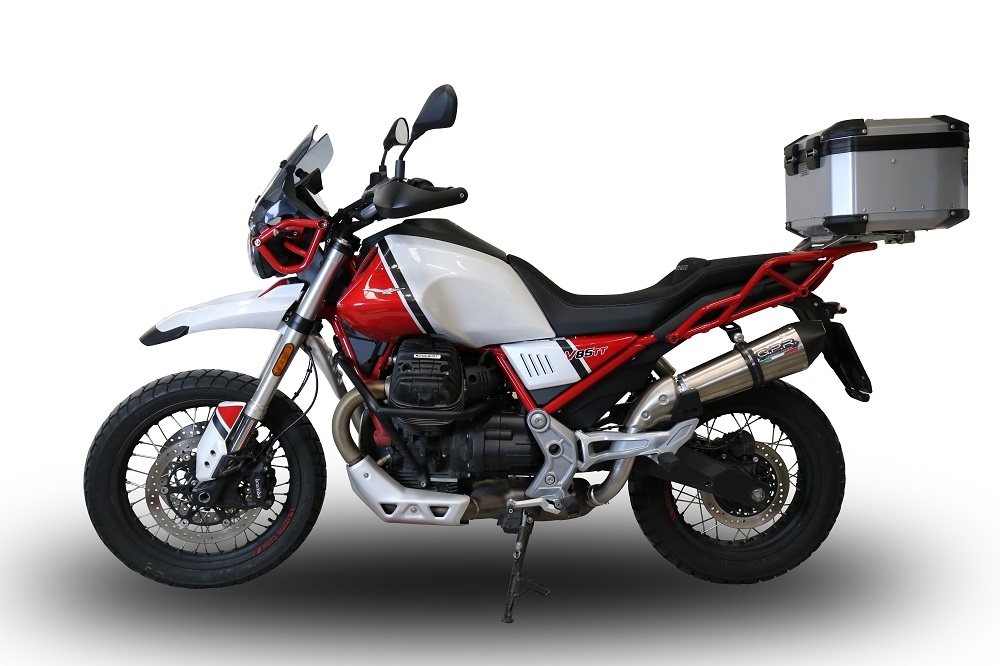 GPR exhaust compatible with  Moto Guzzi V85 TT 2021-2024, New Grand Prix Evo Titanium, Racing slip-on exhaust including link pipe 