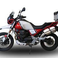 GPR exhaust compatible with  Moto Guzzi V85 TT 2021-2024, New Grand Prix Evo Titanium, Racing slip-on exhaust including link pipe 