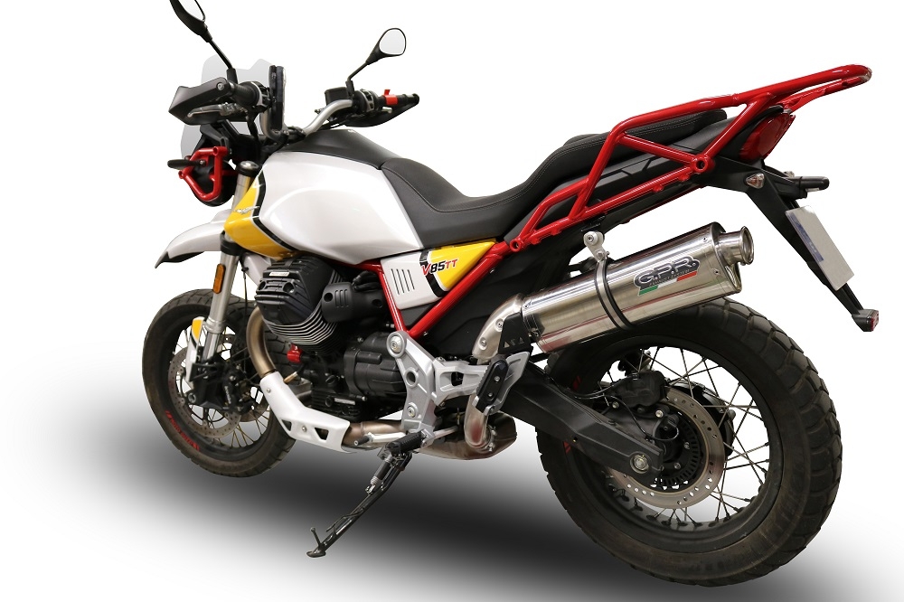 Egzoz ile uyumlu Moto Guzzi V85 TT 2019-2020, Trioval, Egzoz yasal, onaylı, çıkarılabilir db killer ve bağlantı borulu susturucu 