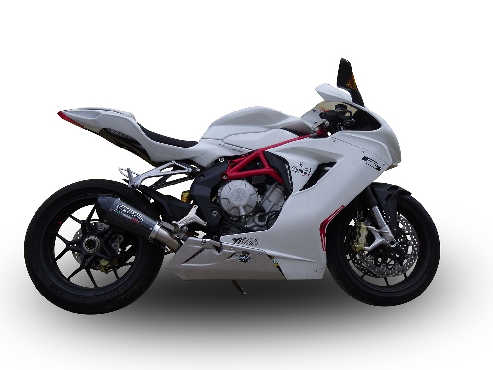 GPR exhaust compatible with  Mv Agusta F3 675 2012-2016, New Grand Prix Evo Poppy, Homologated legal slip-on exhaust including removable db killer and link pipe 