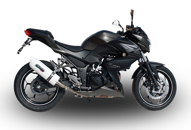 Exhaust compatible with Kawasaki Z 300 2014-2017, Albus Ceramic, Homologated legal slip-on exhaust including removable db killer and link pipe 