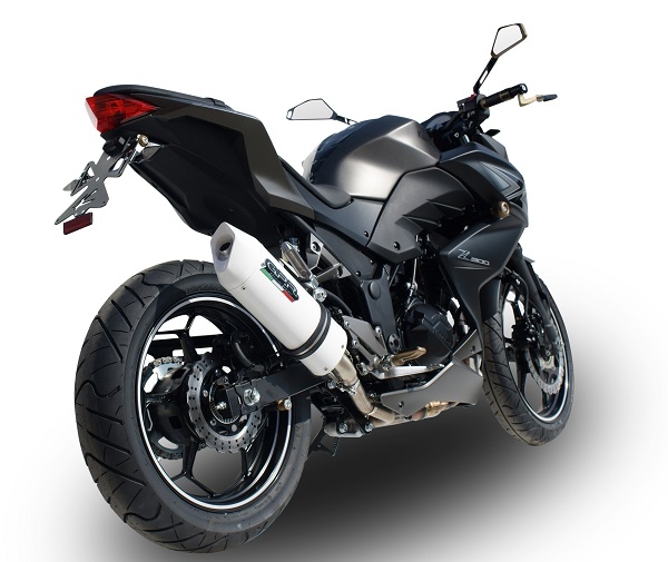 Exhaust compatible with Kawasaki Z 300 2014-2017, Albus Ceramic, Homologated legal slip-on exhaust including removable db killer and link pipe 