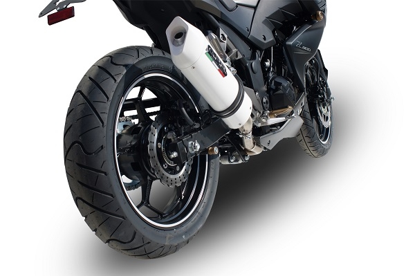 Exhaust compatible with Kawasaki Z 300 2014-2017, Albus Ceramic, Homologated legal slip-on exhaust including removable db killer and link pipe 
