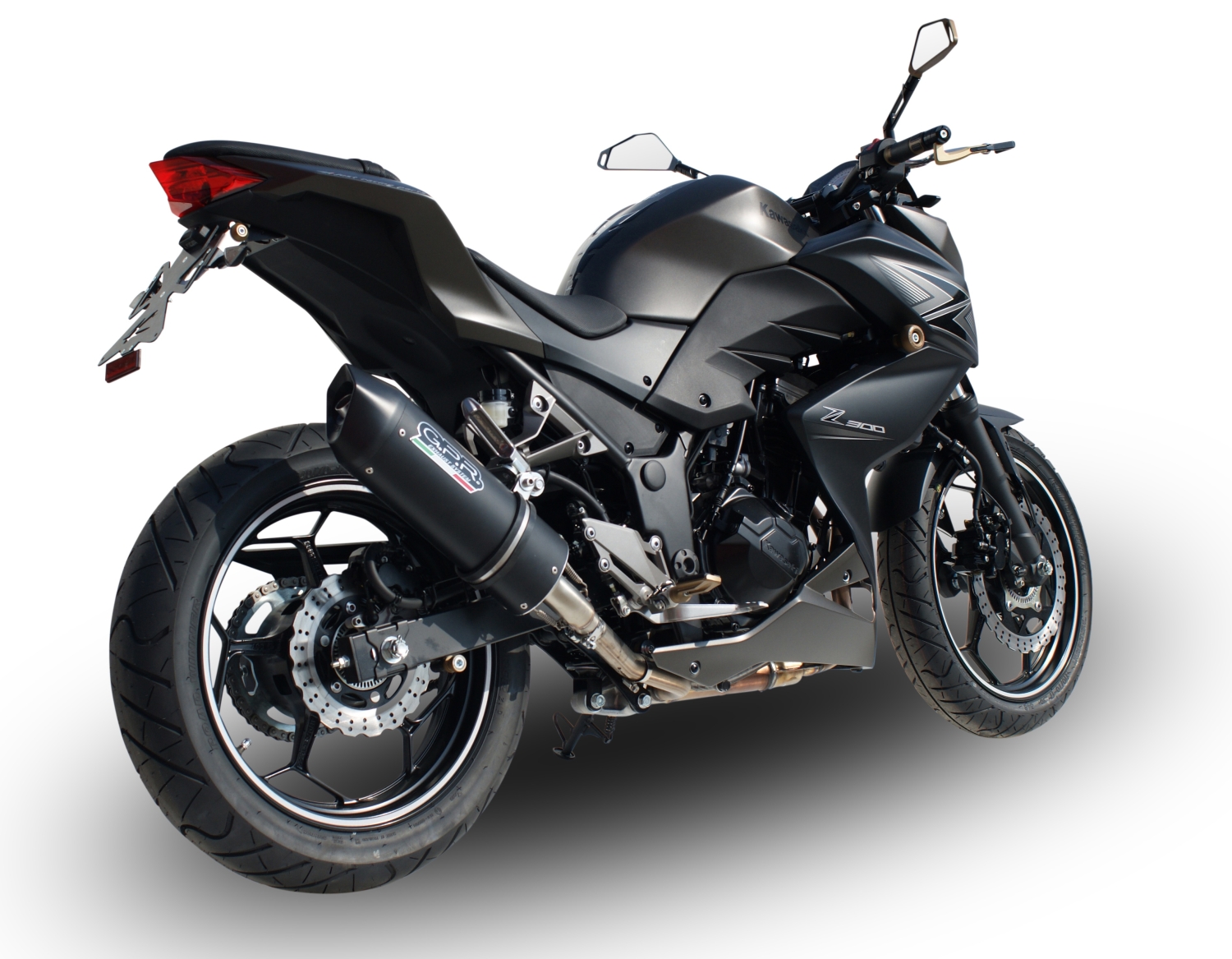 Exhaust compatible with Kawasaki Z 300 2014-2017, Furore Nero, Homologated legal slip-on exhaust including removable db killer and link pipe 