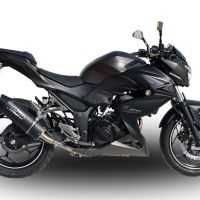 Exhaust compatible with Kawasaki Z 300 2014-2017, Furore Nero, Homologated legal slip-on exhaust including removable db killer and link pipe 