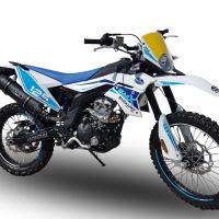 Exhaust compatible with F.B. Mondial Smx 125 Enduro 2021-2023, Furore Poppy, Slip-on exhaust legal for UK and non-EU markets including link pipe and removable db killer 