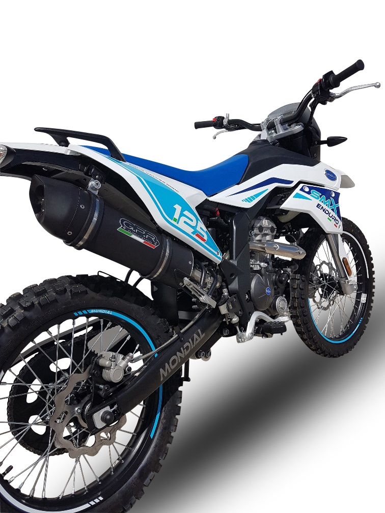 Egzoz ile uyumlu F.B. Mondial Smx 125 Enduro 2018-2020, Furore Nero, Egzoz yasal, onaylı, çıkarılabilir db killer ve bağlantı borulu susturucu 