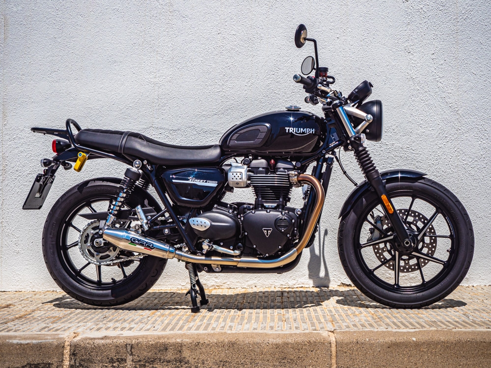 Egzoz ile uyumlu Triumph Street Twin 900 2015-2019, Vintacone, Homologe sistem Double Susturucu ve özel bağlantı borusu 