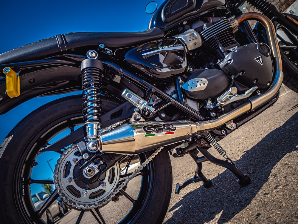 Egzoz ile uyumlu Triumph Street Twin 900 2015-2019, Vintacone, Homologe sistem Double Susturucu ve özel bağlantı borusu 