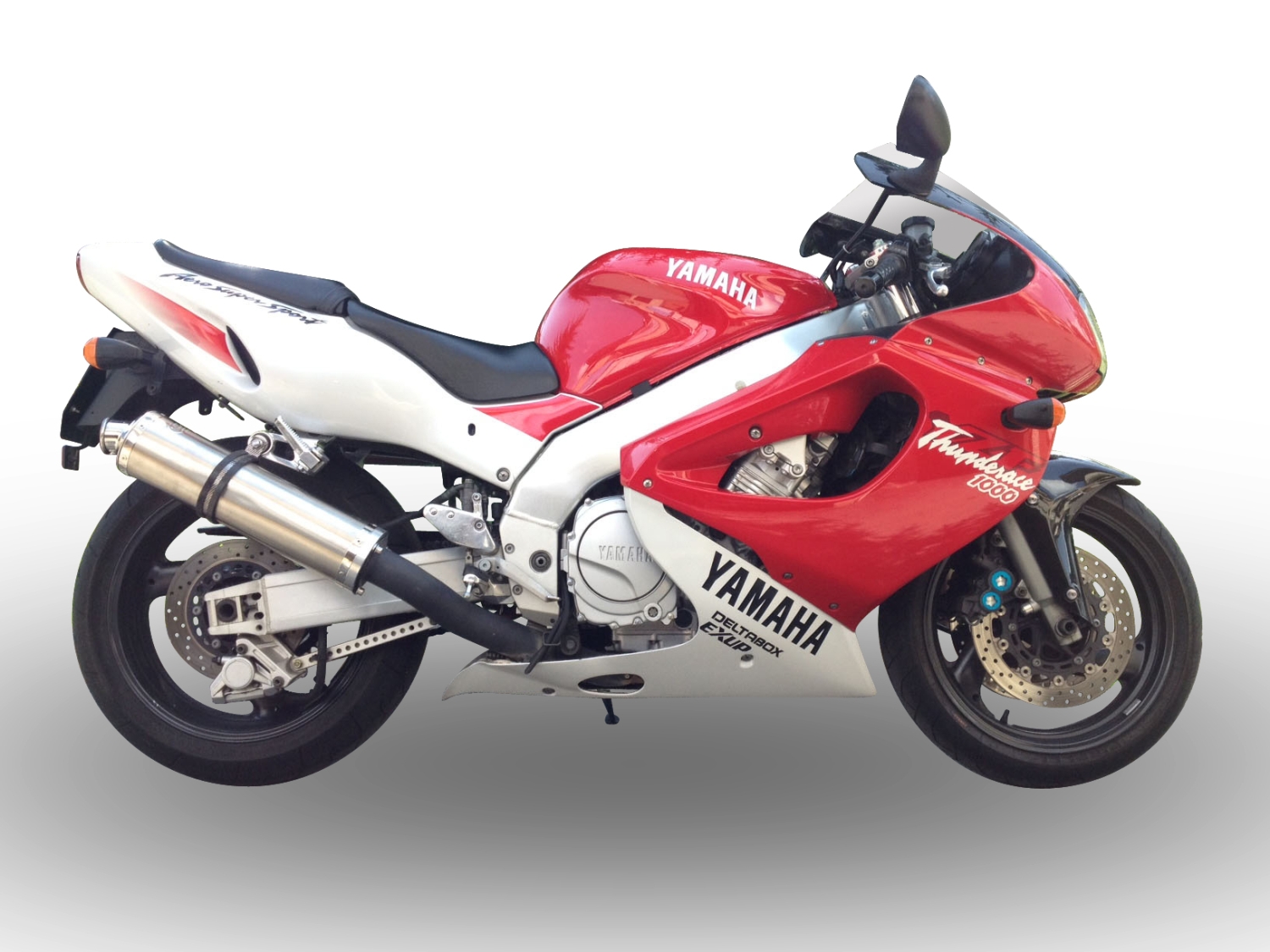 Egzoz ile uyumlu Yamaha YZF 1000 R Thunderace 1996-2003, Inox Tondo, Homologe sistem Cıvatalı flanş bağlantılı çift susturucu 