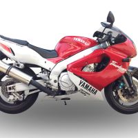 Egzoz ile uyumlu Yamaha YZF 1000 R Thunderace 1996-2003, Inox Tondo, Homologe sistem Cıvatalı flanş bağlantılı çift susturucu 