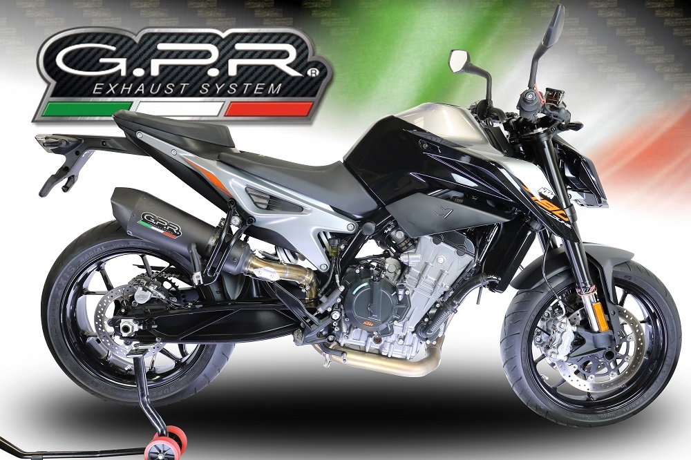 Egzoz GPR ile uyumlu  Ktm Duke 790 2017-2020, New Grand Prix Evo Black Titanium, Egzoz yasal, onaylı, çıkarılabilir db killer ve bağlantı borulu susturucu 